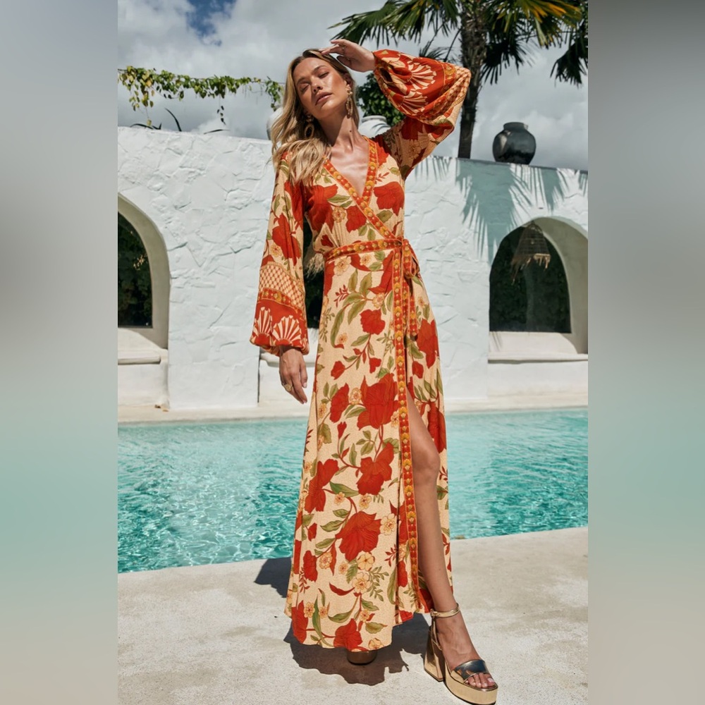 Nine Lives Bazaar Maxi Allure Wrap Dress Women’s Size 6